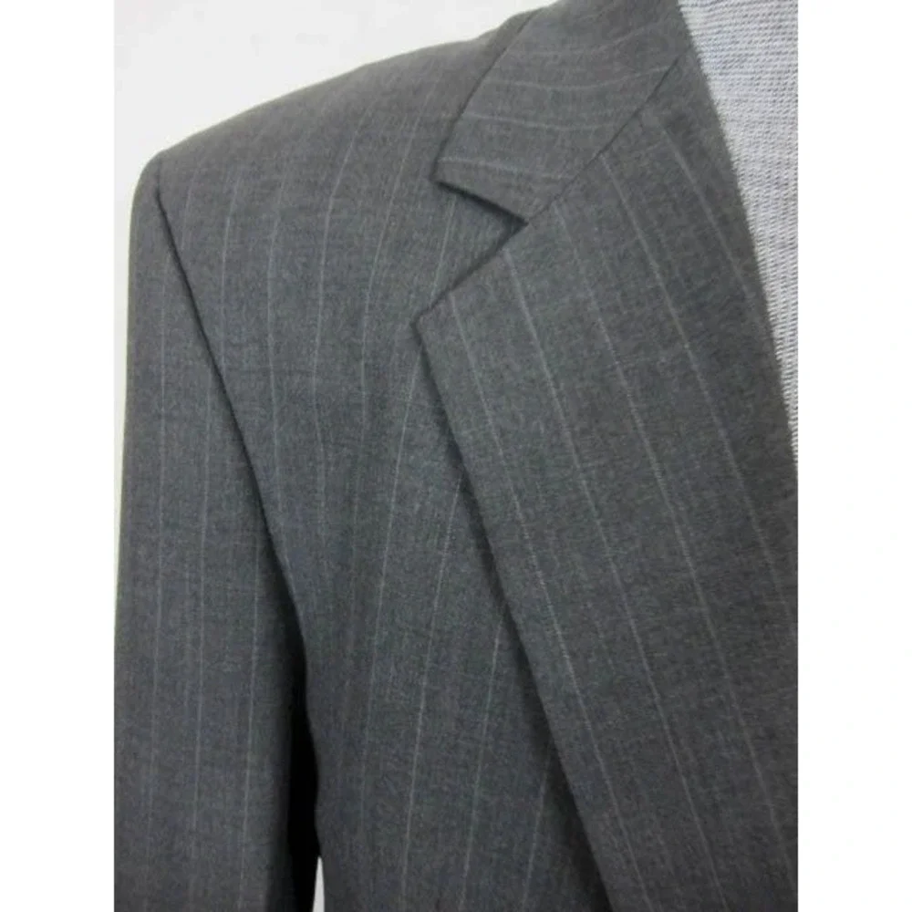 Brooks Brothers Mens Gray Pinstripe 4 Season Wool Suit Made in USA 42L 36x29
